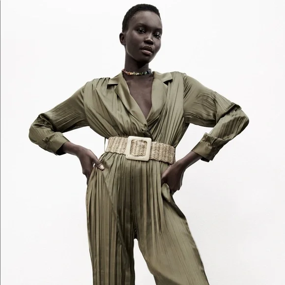 BELTED WRINKLED LOOK JUMPSUIT - Picture 3 of 13